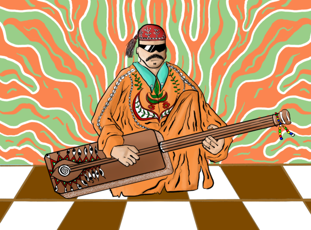 illustration of a Gnawi musician with a gambri